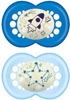 לילה מוצצי סיליקון זוהרים בחושך 6+ תכלת YOUR-PHARM