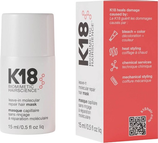 LEAVE-IN MOLECULAR REPAIR K18מסכה ללא שטיפה לתיקון ושיקום מולקולרי של השיער 15 מ