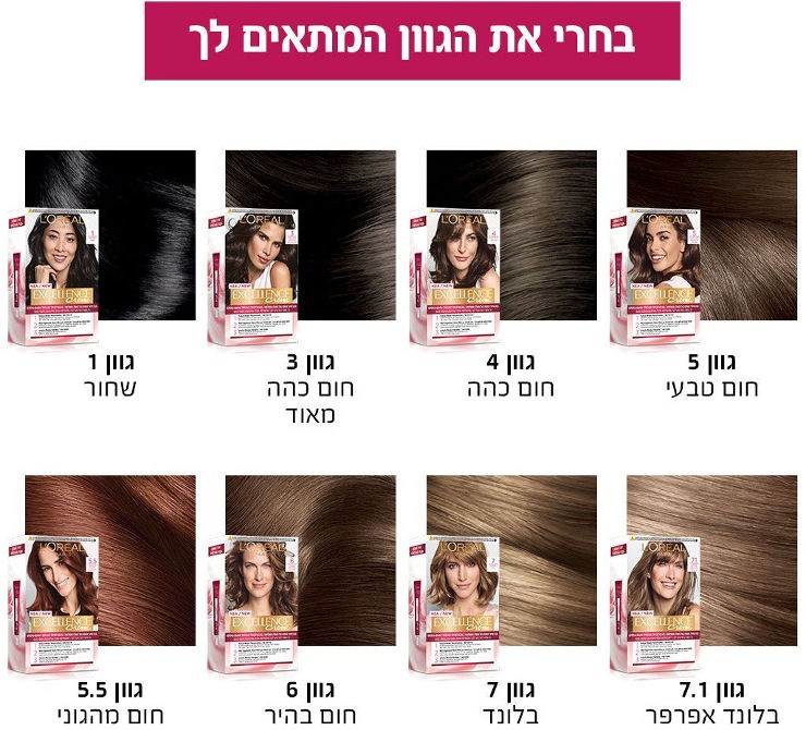 אקסלנס קרם צבע שיער 7.1 בלונד טבעי