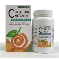 ויטמין C500 בתוספת ויטמין D ואבץ פלוריש 60 טבליות ללעיסה C TRIO YOUR-PHARM